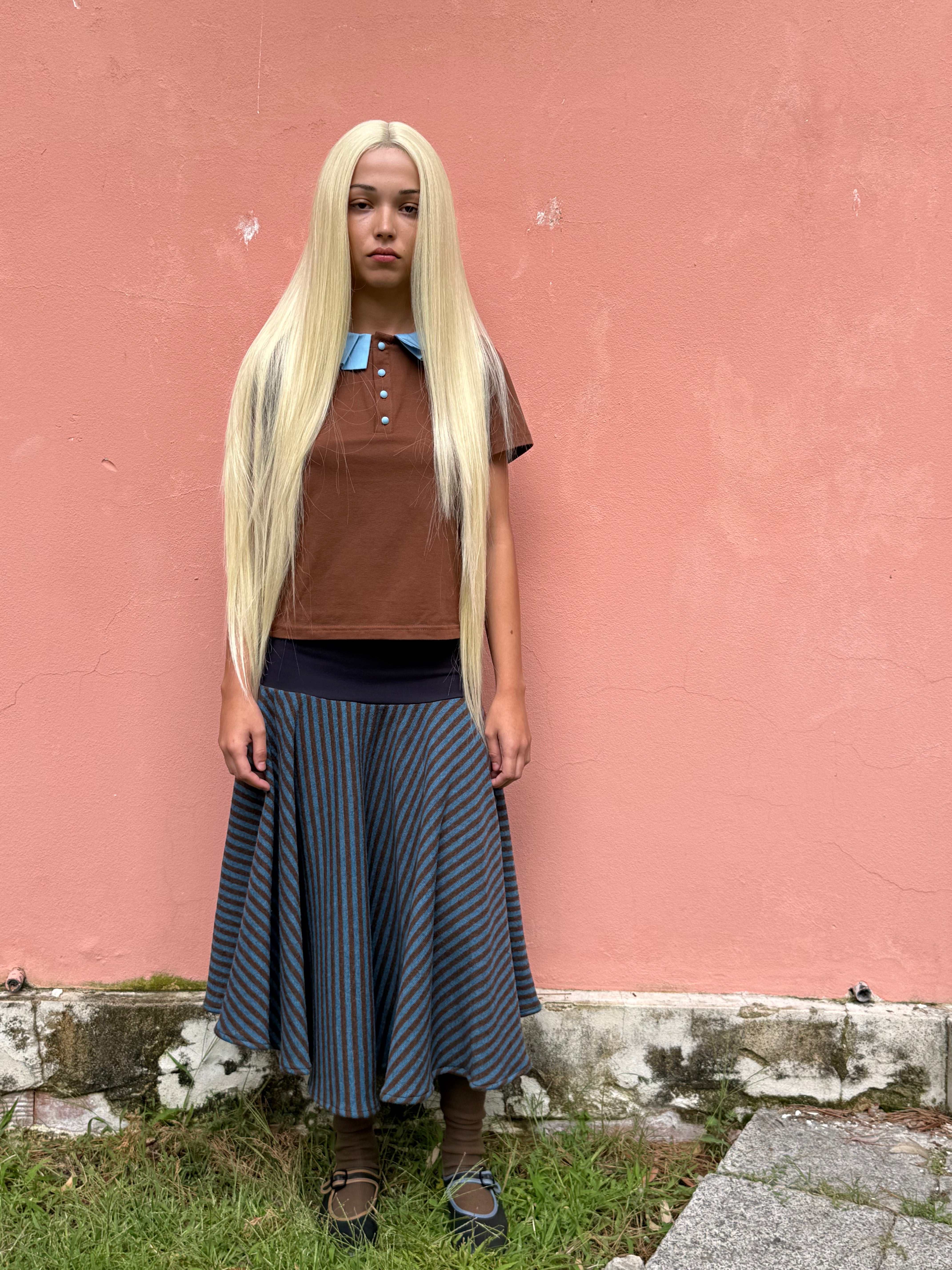 Crown Striped Skirt Brown and Blue